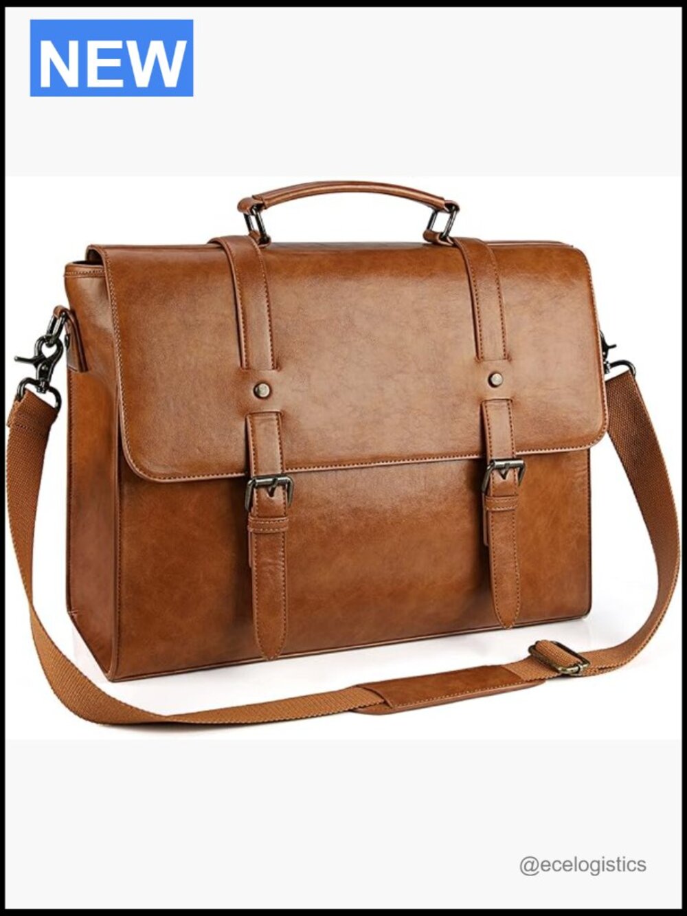 Vintage Waterproof Leather Laptop Messenger Bag for Men